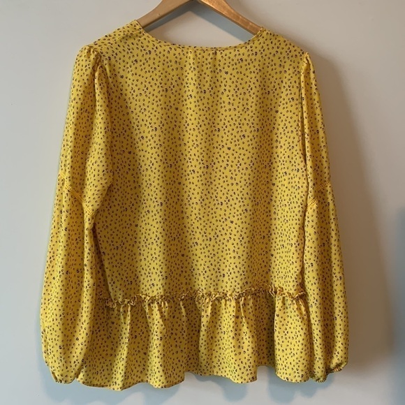 PLEIONE Boho Yellow & Lilac Long Sleeve Blouse Size Large - Picture 10 of 17